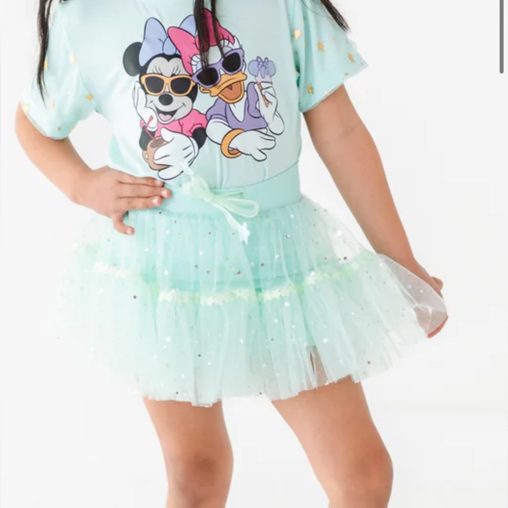 Disney Girls' Mint Tulle Skort with Sparkle